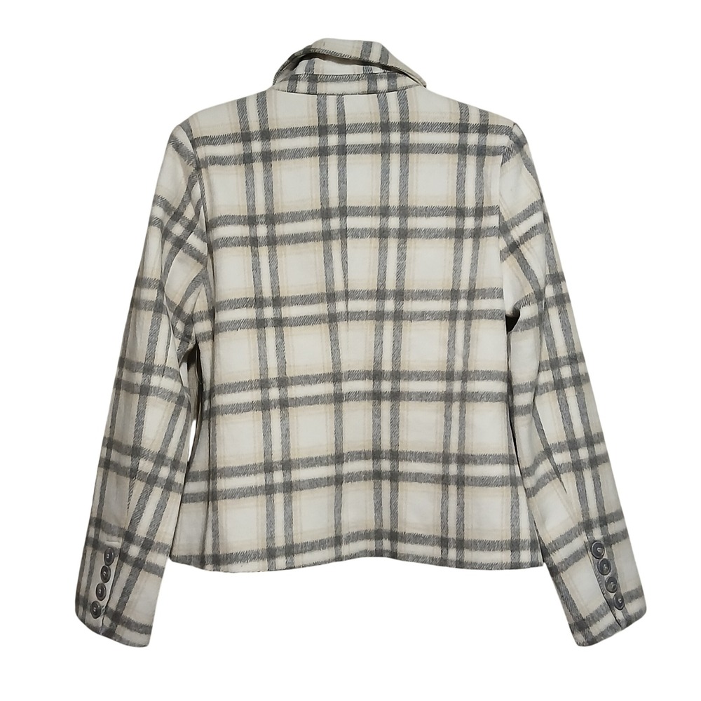 BAGATELLE COLLECTION Women's Plaid Blazer Jacket Cream Gray Size M Single Button - Picture 3 of 12